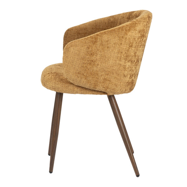 Set 2 scaune dining galben mustar din tesatura chenille Luna - imagine 4