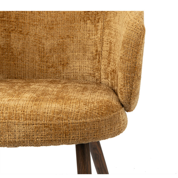 Set 2 scaune dining galben mustar din tesatura chenille Luna - imagine 6