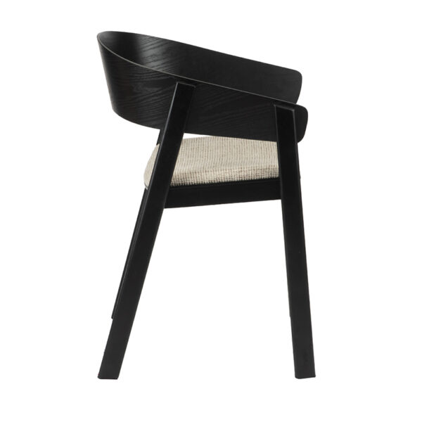 Scaun dining bej/negru din lemn de frasin si tesatura Edo - imagine 2