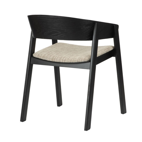 Scaun dining bej/negru din lemn de frasin si tesatura Edo - imagine 3