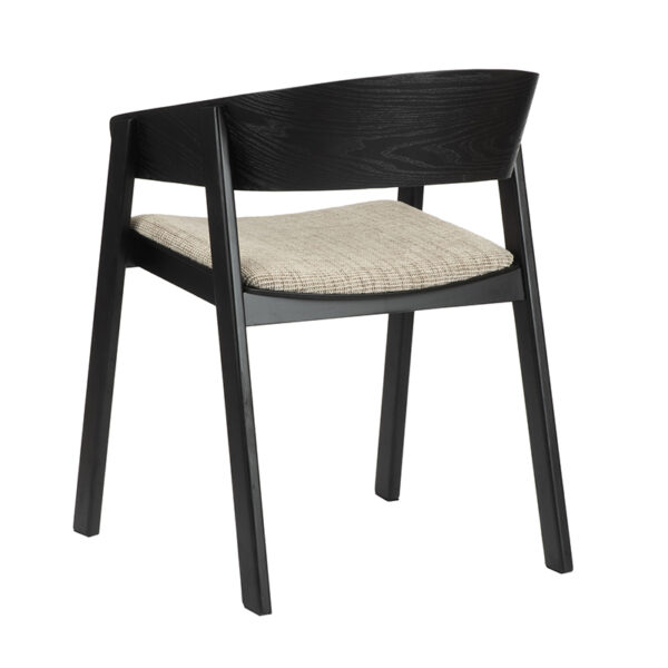 Scaun dining bej/negru din lemn de frasin si tesatura Edo - imagine 4