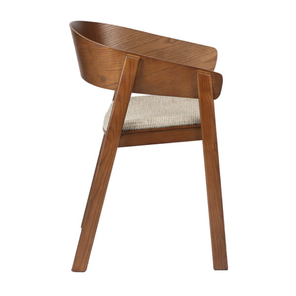 Scaun dining bej/maro din lemn de frasin si tesatura Edo - imagine 2