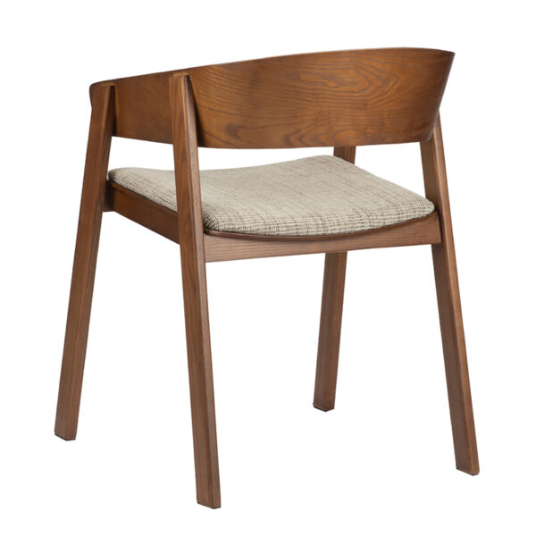 Scaun dining bej/maro din lemn de frasin si tesatura Edo - imagine 4