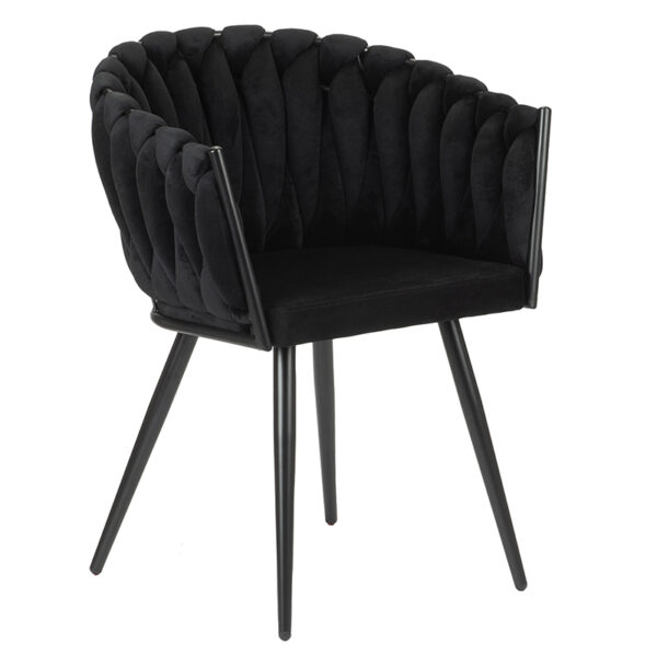 Set 2 scaune dining negre din catifea Larissa
