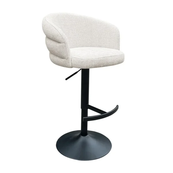 Scaun de bar rotativ si ajustabil bej deschis din tesatura chenille Nikki