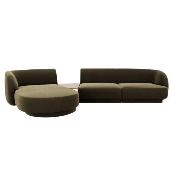 Coltar modular verde olive din catifea Miley