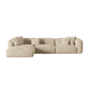 Coltar modular bej deschis din catifea Martina Left