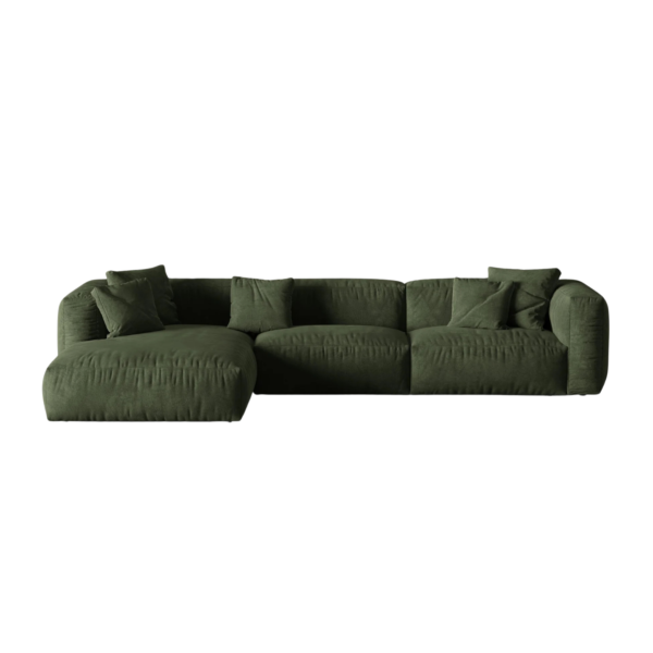 Coltar modular verde olive din catifea Martina Left