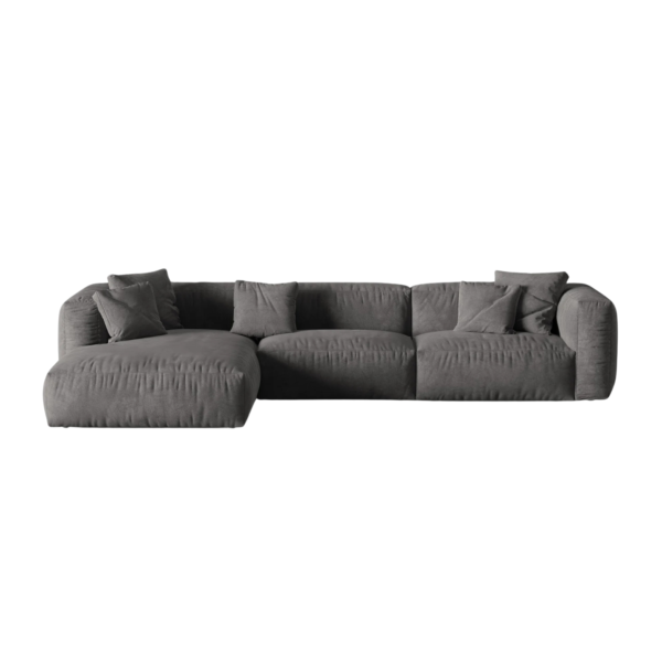 Coltar modular gri din catifea Martina Left