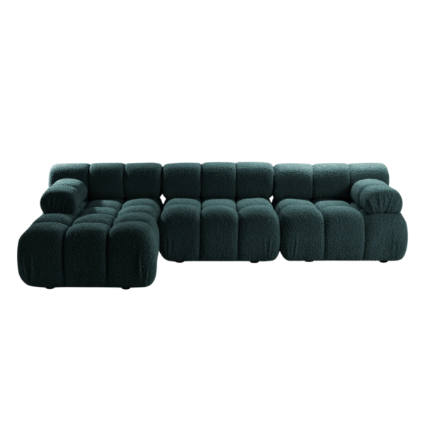 Coltar modular 4 locuri albastru petrol din tesatura boucle Bellis Left