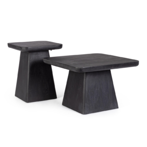 Set 2 mese de cafea negre din lemn de mango Fuji