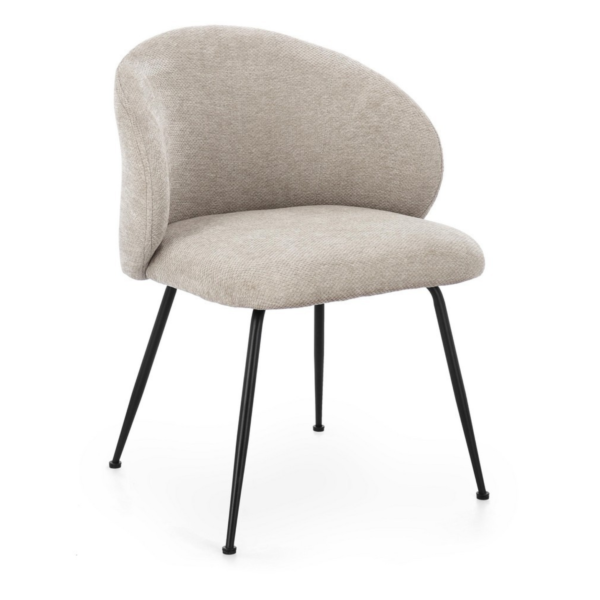 Set 2 scaune dining gri deschis din tesatura chenille Geisen