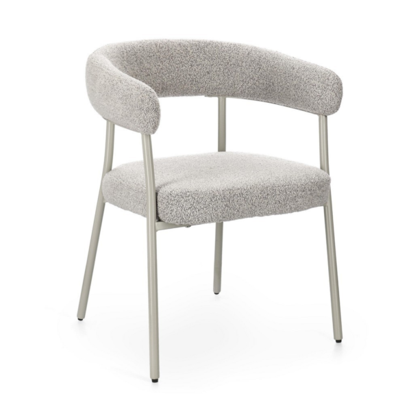 Set 2 scaune dining gri deschis/gri din tesatura boucle Giaele