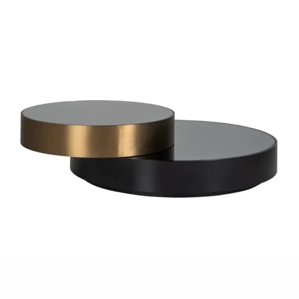 Masa de cafea neagra/aramie din MDF, inox si oglinda Slice