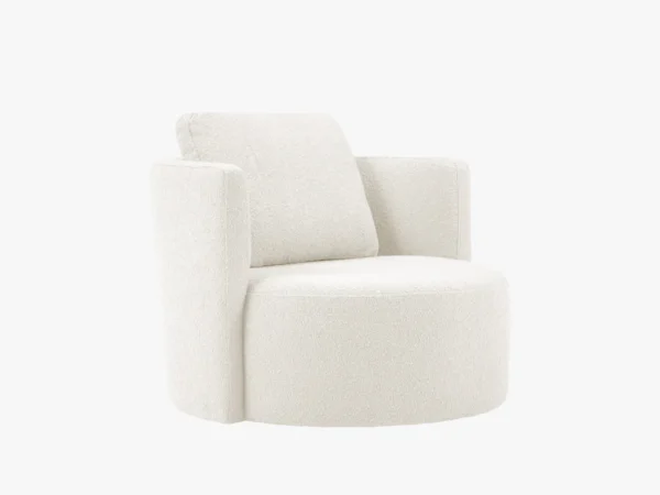 Fotoliu rotativ alb din tesatura boucle Bliss - imagine 3