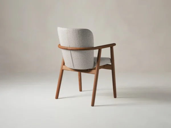 Scaun dining crem/maro din lemn si tesatura boucle Ria - imagine 4