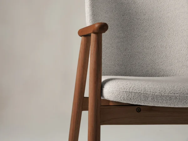 Scaun dining crem/maro din lemn si tesatura boucle Ria - imagine 6