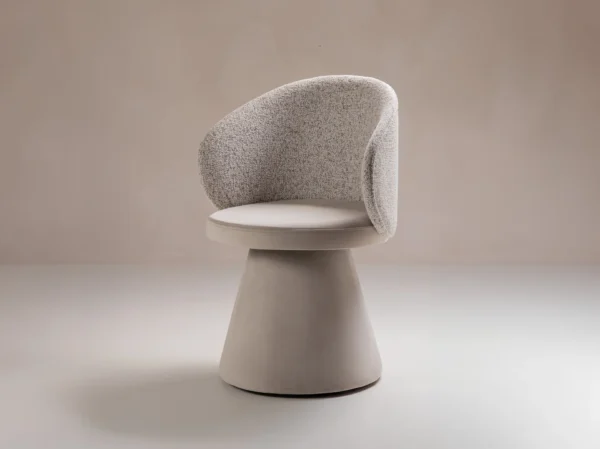 Scaun dining rotativ bej din catifea si tesatura Inez - imagine 4