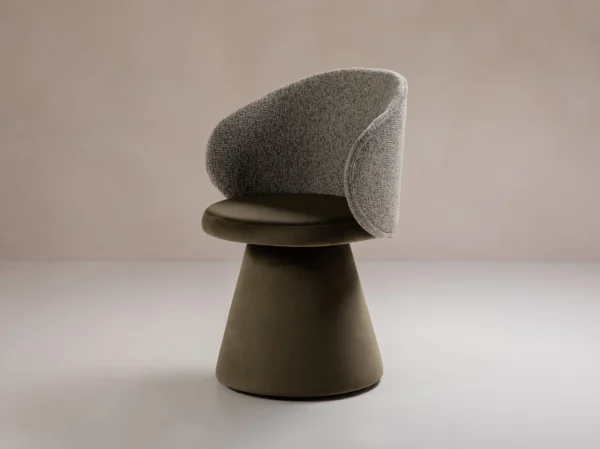 Scaun dining rotativ verde din catifea si tesatura Inez - imagine 4