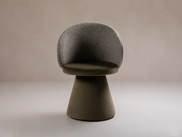 Scaun dining rotativ verde din catifea si tesatura Inez - imagine 3