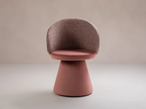 Scaun dining rotativ roz piersica din catifea si tesatura Inez - imagine 3