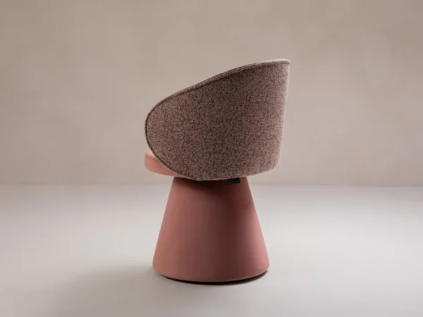 Scaun dining rotativ roz piersica din catifea si tesatura Inez - imagine 6