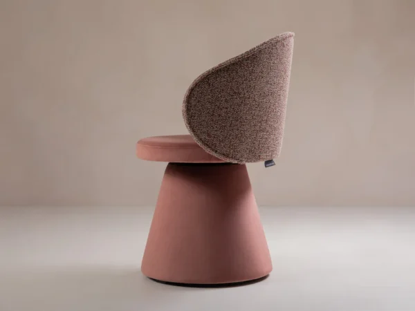 Scaun dining rotativ roz piersica din catifea si tesatura Inez - imagine 5