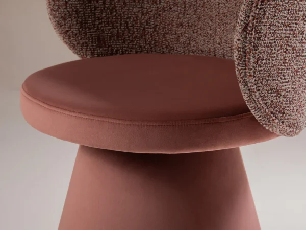 Scaun dining rotativ roz piersica din catifea si tesatura Inez - imagine 7