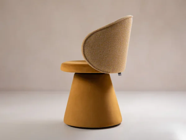 Scaun dining rotativ galben mustar din catifea si tesatura Inez - imagine 5