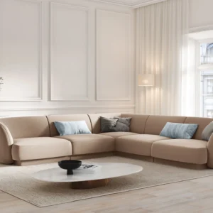 Coltar maro cappuccino din catifea Miley