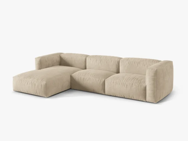 Coltar modular bej deschis din catifea Martina Left - imagine 3