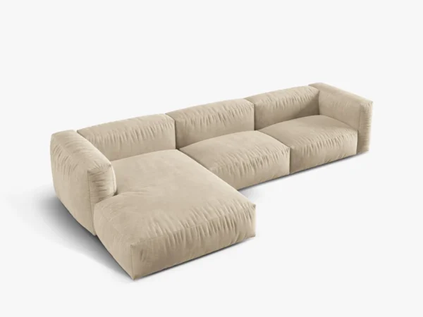 Coltar modular bej deschis din catifea Martina Left - imagine 4
