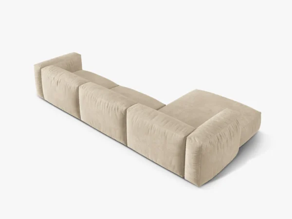 Coltar modular bej deschis din catifea Martina Left - imagine 5