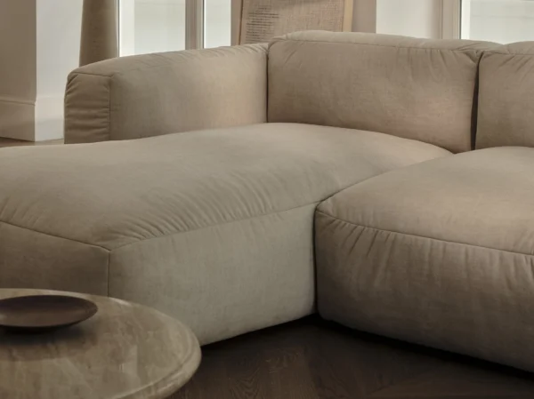 Coltar modular bej deschis din catifea Martina Left - imagine 7
