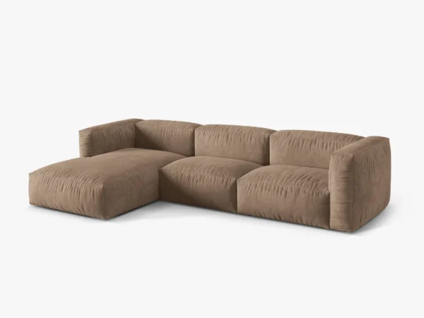 Coltar modular bej inchis din catifea Martina Left - imagine 3