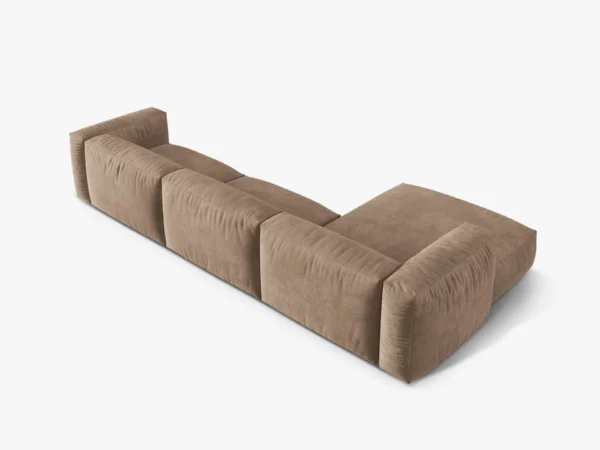 Coltar modular bej inchis din catifea Martina Left - imagine 5