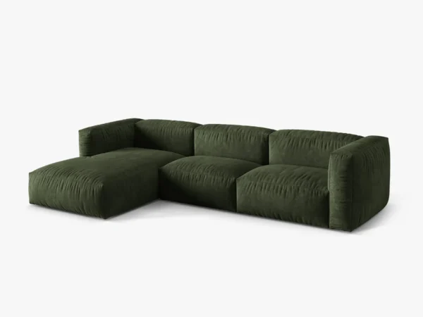 Coltar modular verde olive din catifea Martina Left - imagine 3