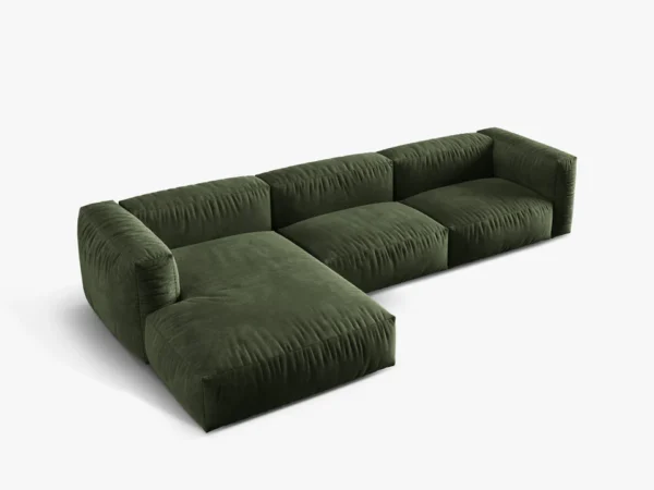 Coltar modular verde olive din catifea Martina Left - imagine 4