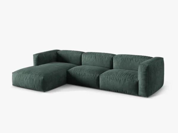 Coltar modular verde petrol din catifea Martina Left - imagine 3