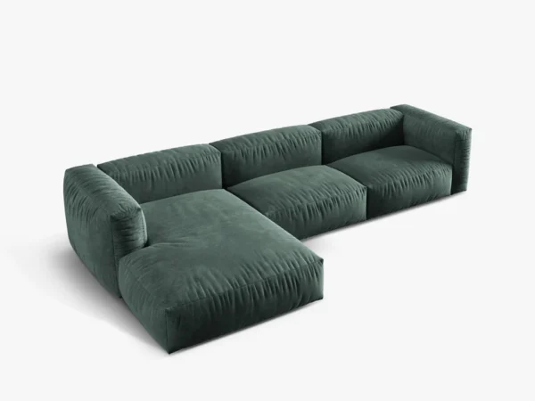 Coltar modular verde petrol din catifea Martina Left - imagine 4