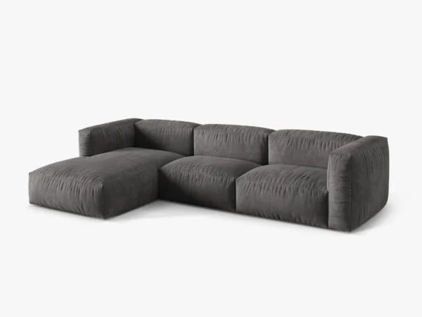Coltar modular gri din catifea Martina Left - imagine 3
