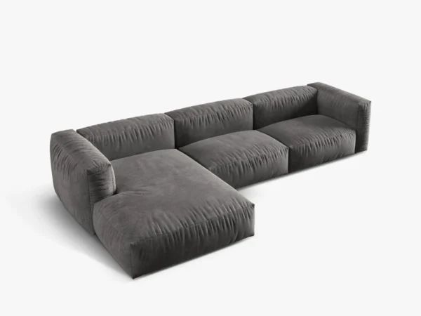 Coltar modular gri din catifea Martina Left - imagine 4