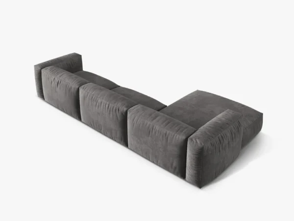 Coltar modular gri din catifea Martina Left - imagine 5