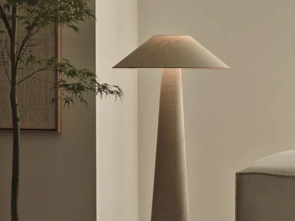 Lampadar bej din tesatura de in Dione - imagine 7