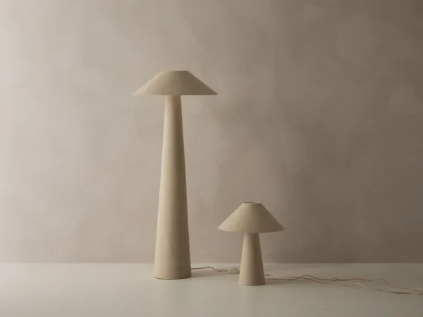 Lampadar bej din tesatura de in Dione - imagine 4