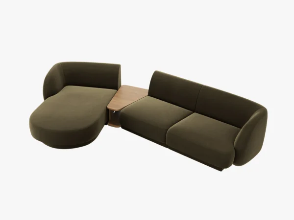 Coltar modular verde olive din catifea Miley - imagine 2