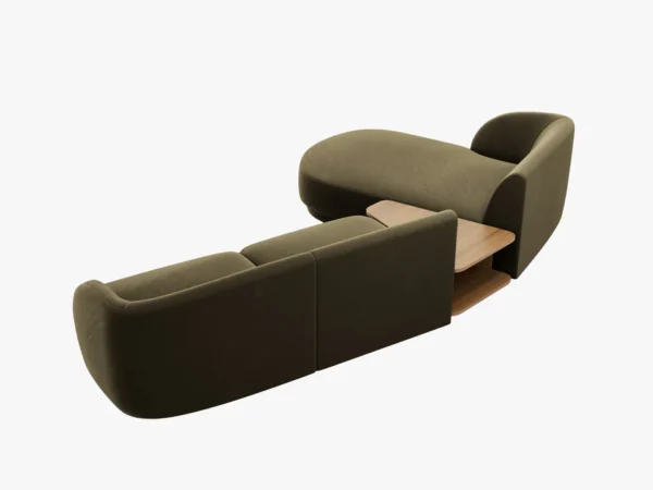 Coltar modular verde olive din catifea Miley - imagine 3
