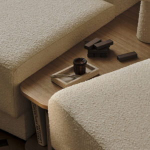 Coltar modular galben mustar din catifea Miley