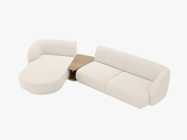 Coltar modular bej deschis din tesatura boucle Miley - imagine 3