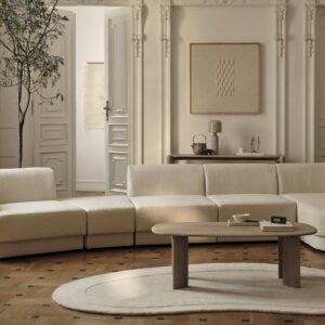 Coltar modular maro cappuccino din catifea Miley